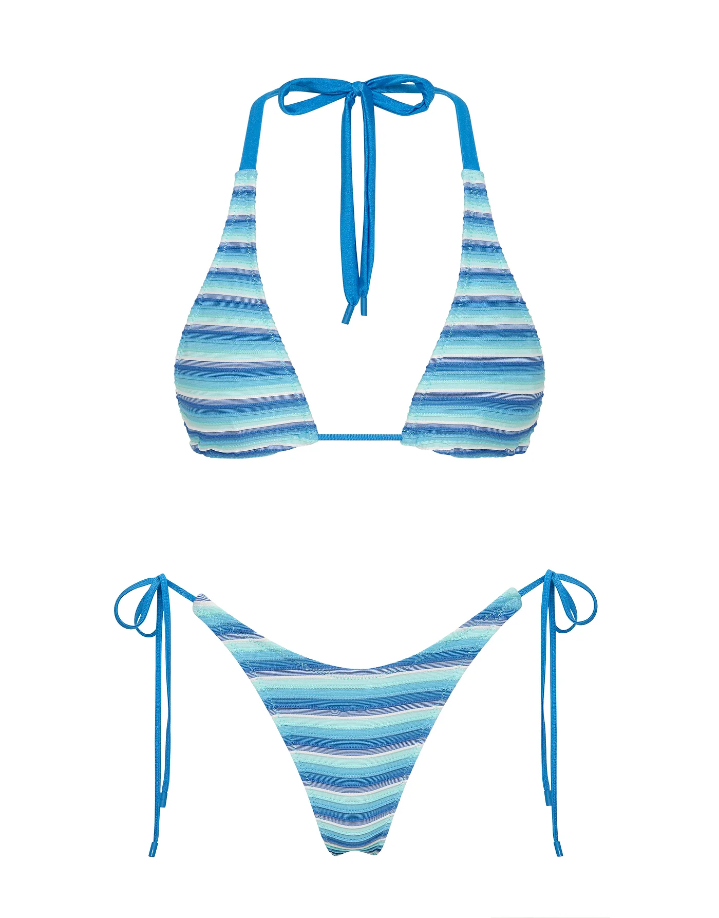 DARA - HORIZON BLUE Stripe Triangle Bikini Set