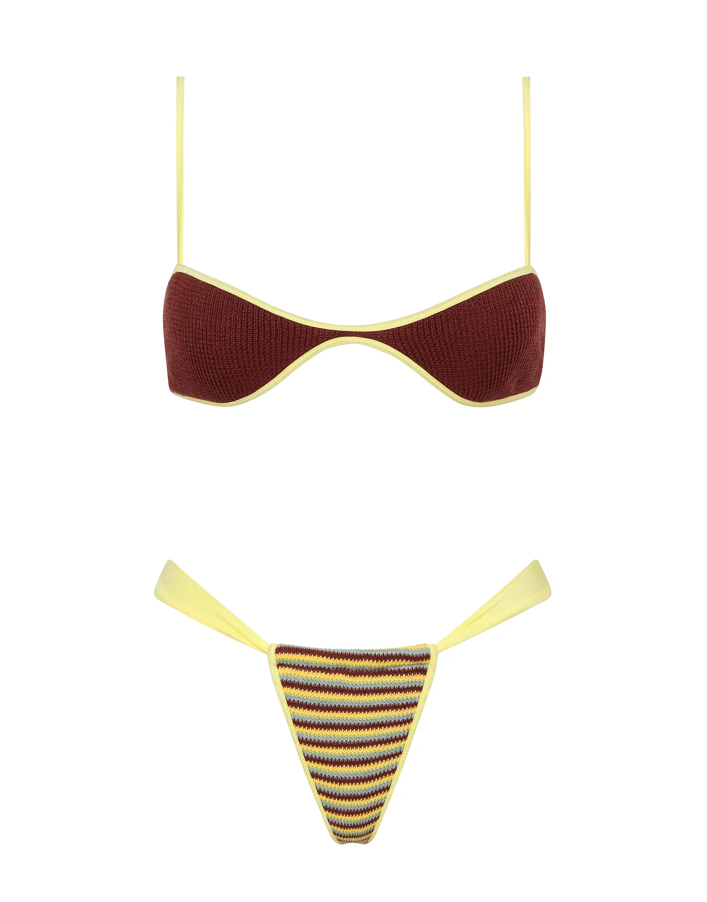 ESTE - BUTTER CROCHET STRIPE Crop Bikini Set