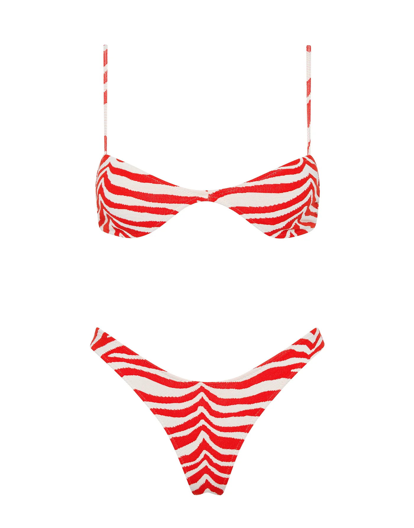 ESTE - CHERRY ZEBRA SPLASH Scoop Crop Bikini Set - Image 5