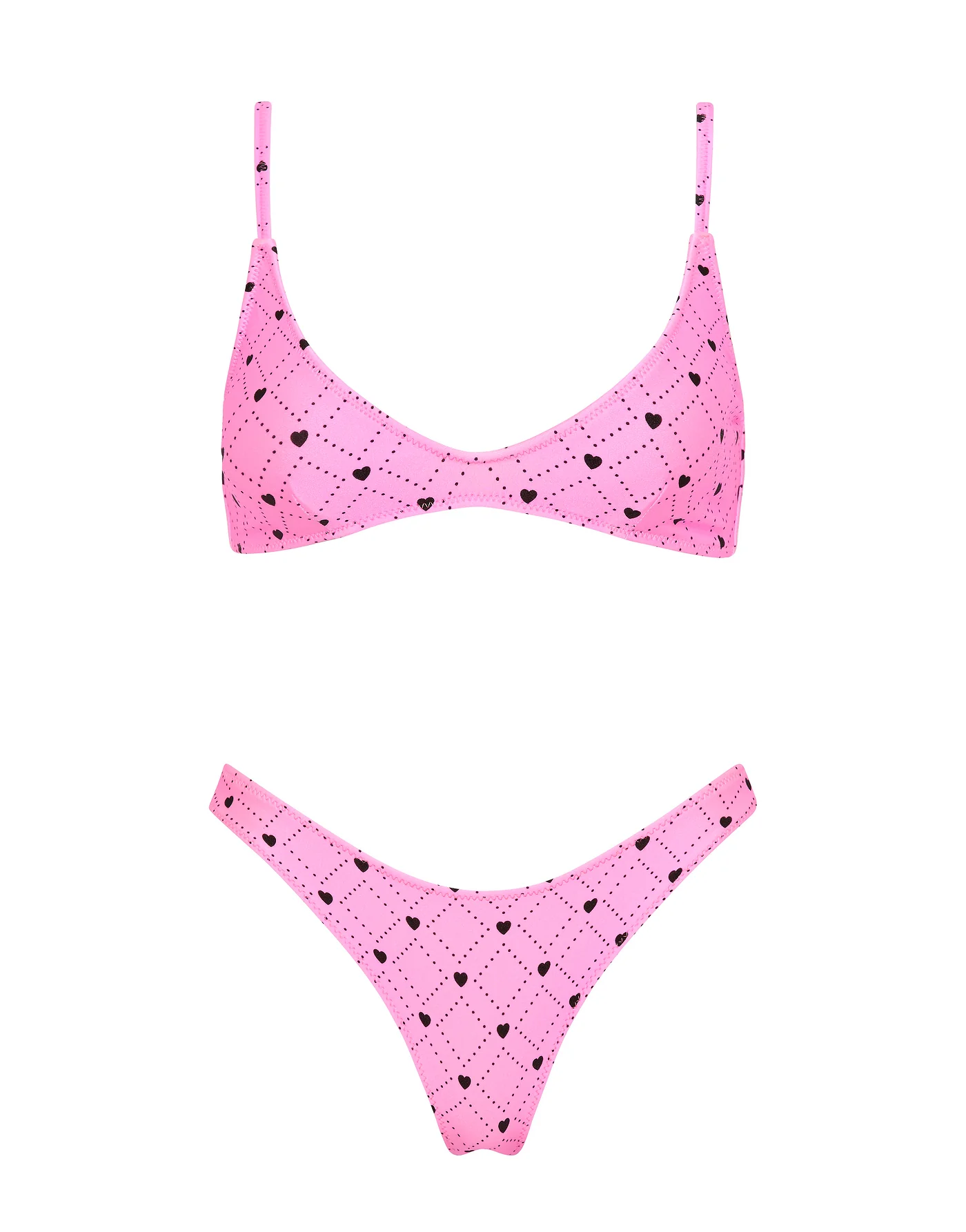 MAIA - CASSI Pink Heart Scoop Bikini Set