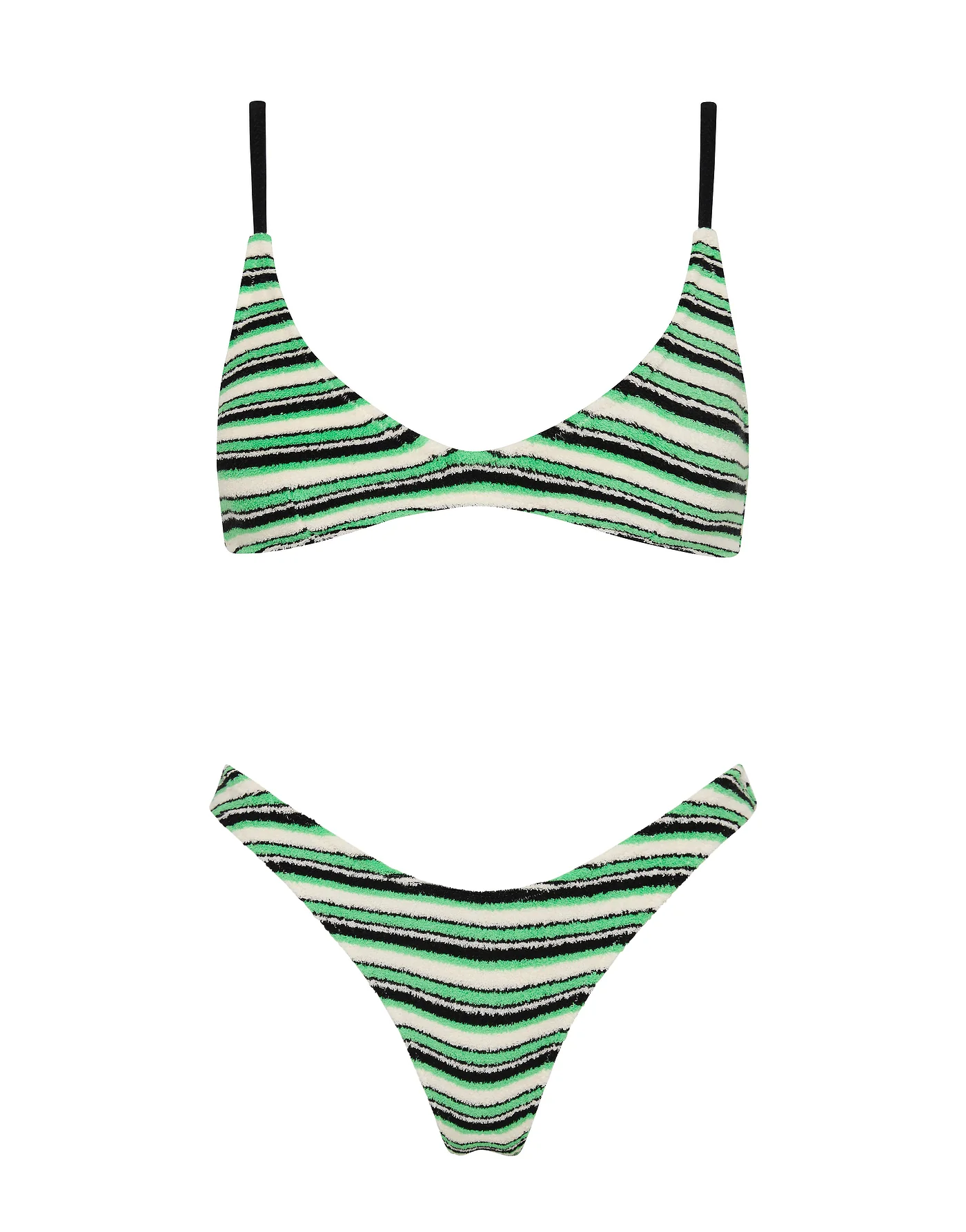 MAIA - MINT SLICE STRIPE Terry Towelling Crop Bikini Set
