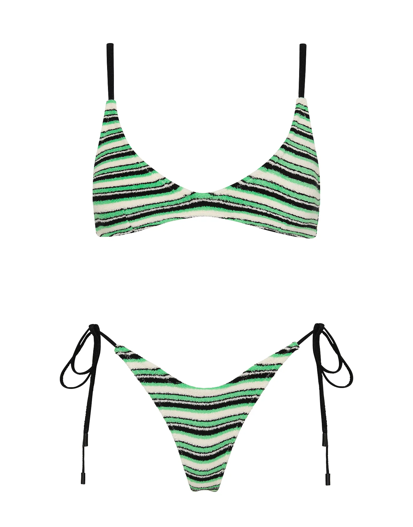 MAIA - MINT SLICE STRIPE Terry Towelling Crop Bikini Set - Image 7