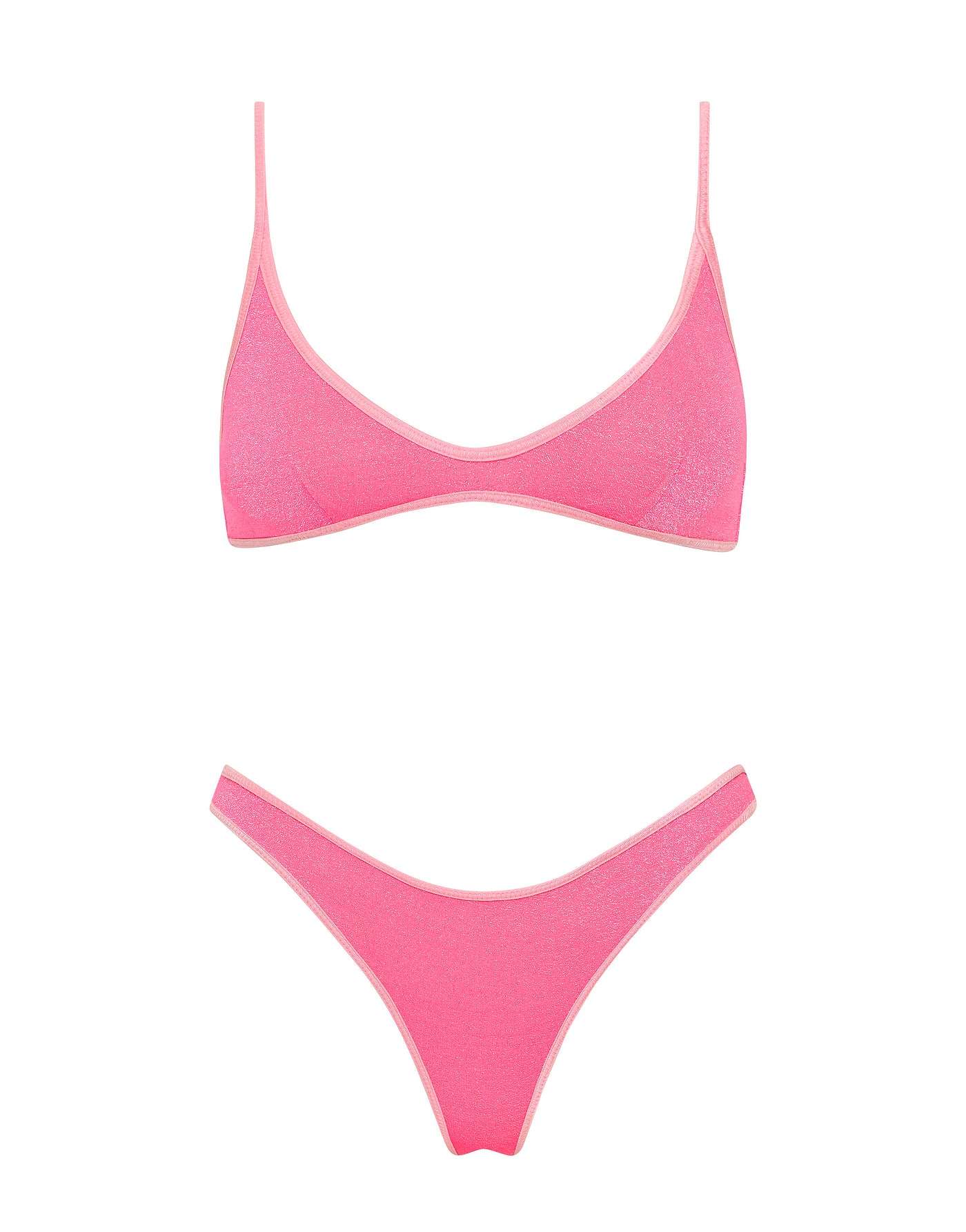 MAIA - PINK PUNCH SPARKLE Crop Bikini Set