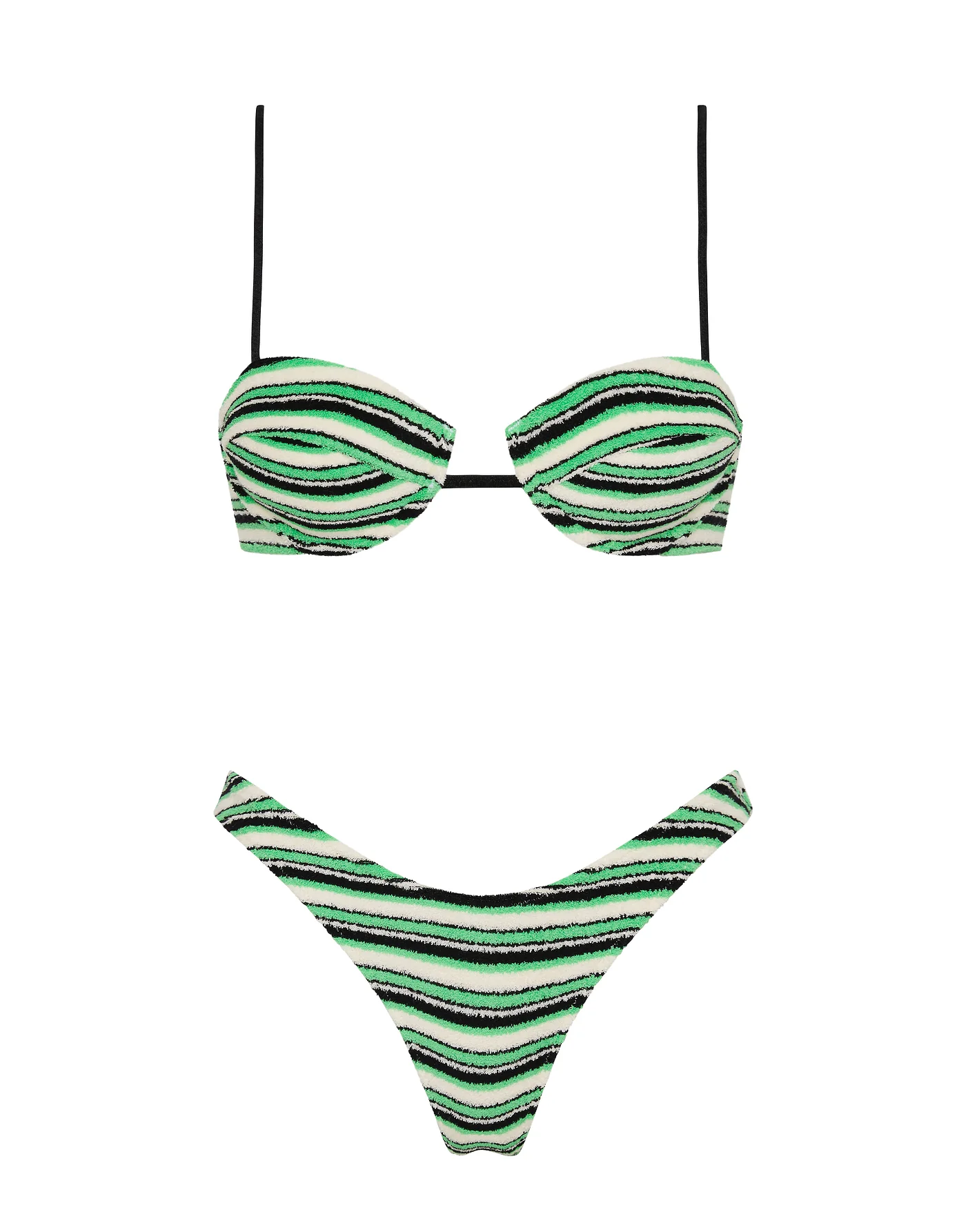 MALA - MINT SLICE STRIPE Terry Towelling Balconette Bikini - Image 6