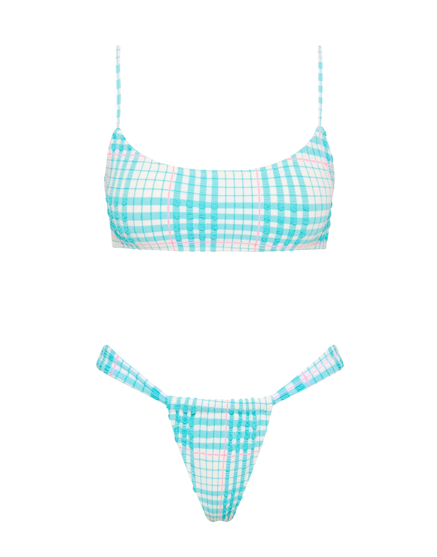 MICA - BLUE BLOSS CHECK Crop Bikini Set - Image 10
