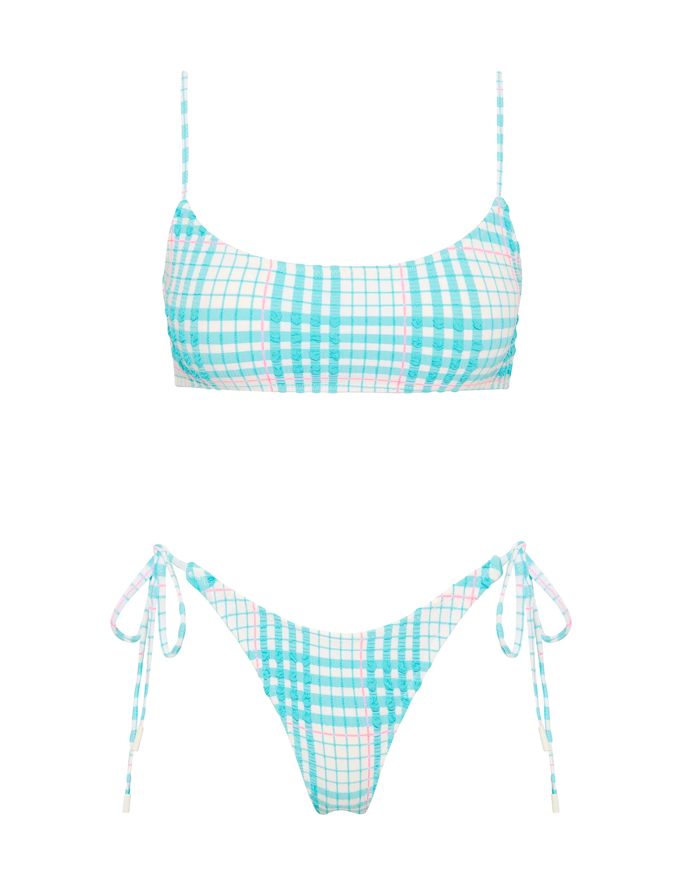 MICA - BLUE BLOSS CHECK Crop Bikini Set - Image 7