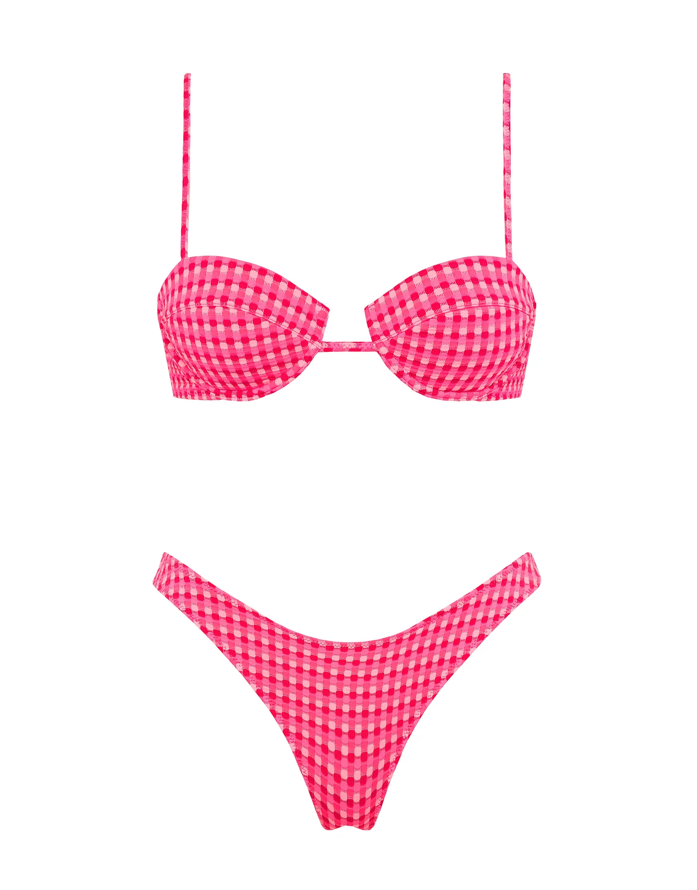 PALMA - ADAO Pink Textured Balconette Bikini Set - Image 6