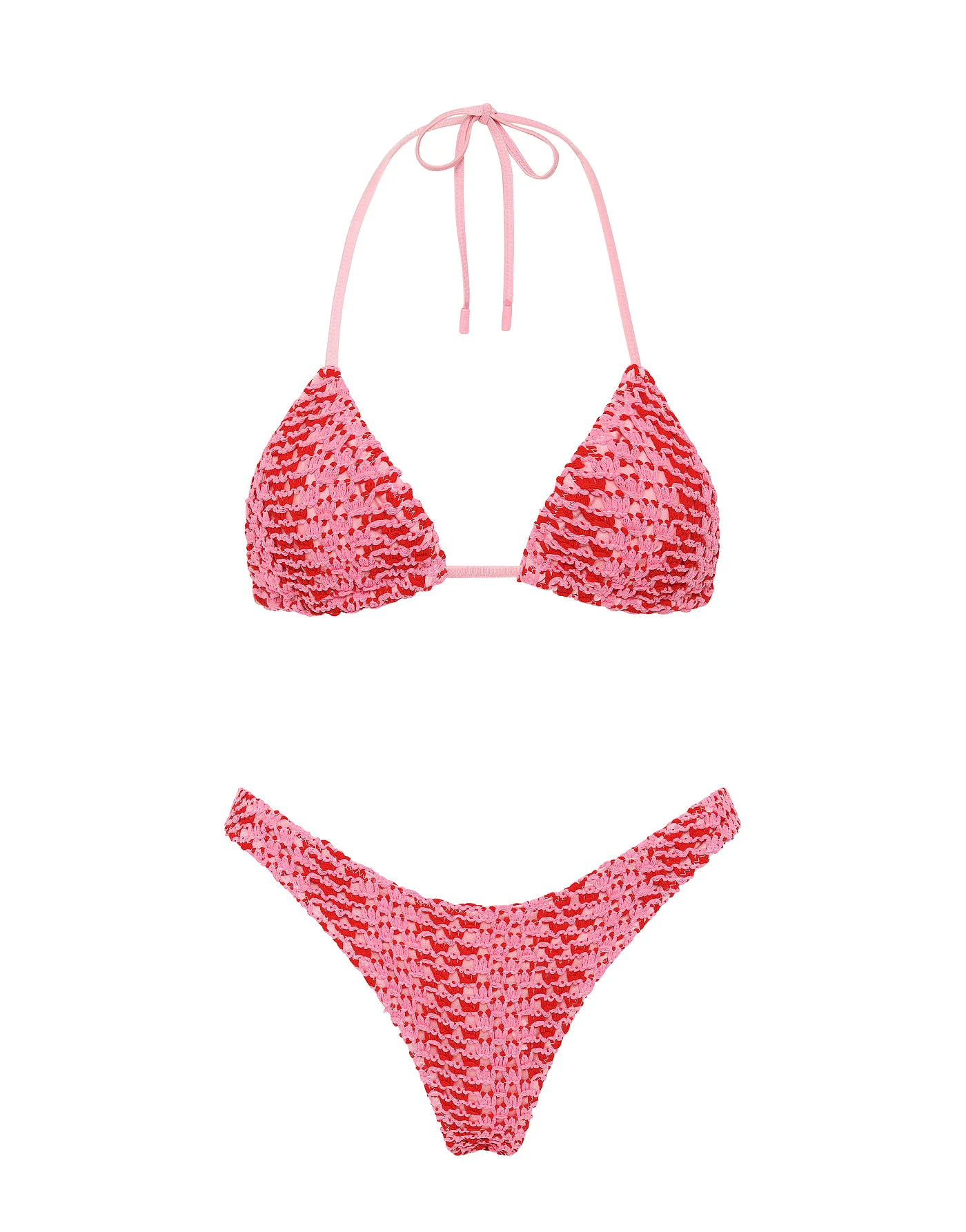 VINCA - ALINA Pink Crochet Triangle Bikini Set - Image 6