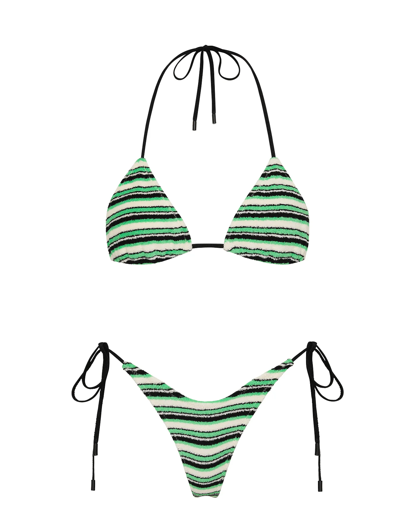 VINCA - MINT SLICE STRIPE Terry Towelling Triangle Bikini Set