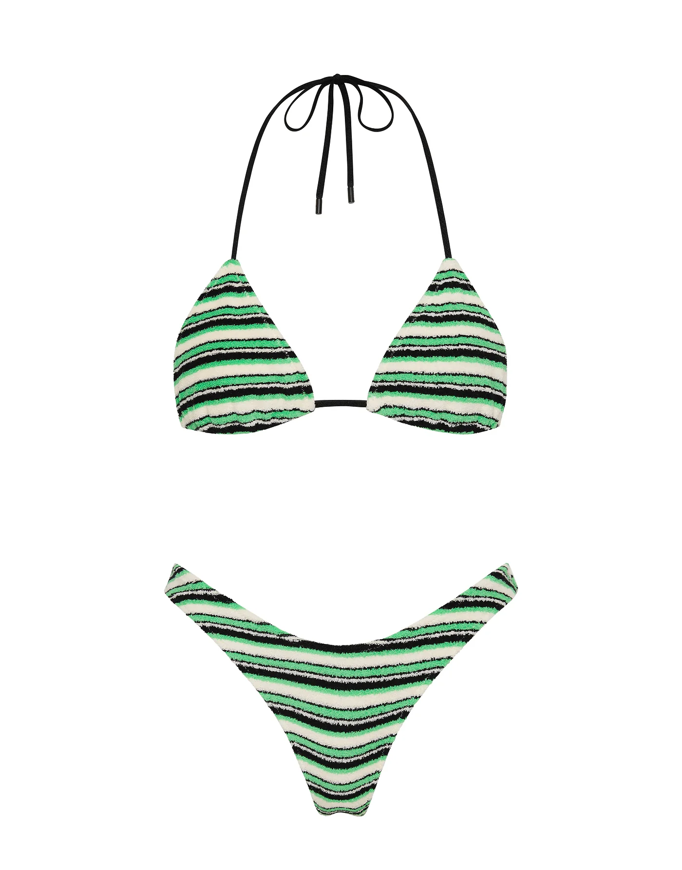 VINCA - MINT SLICE STRIPE Terry Towelling Triangle Bikini Set - Image 6