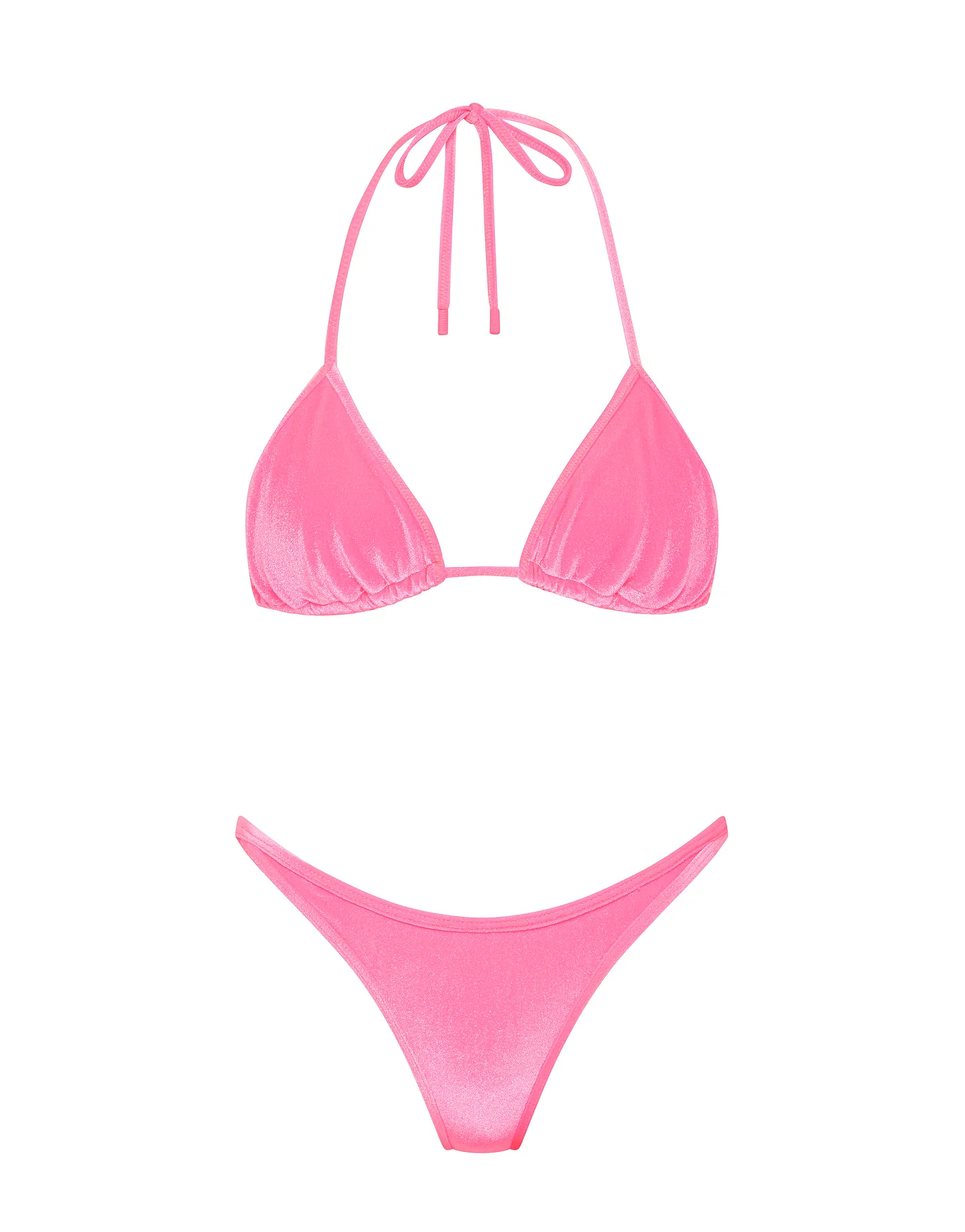 VINCA - PINK CANDY VELVET Triangle Bikini Set - Image 6